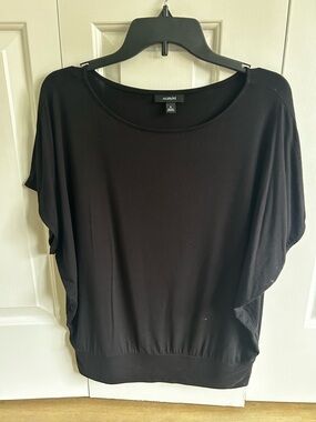 Alfani Black Short Dolman Sleeve Knit Tee